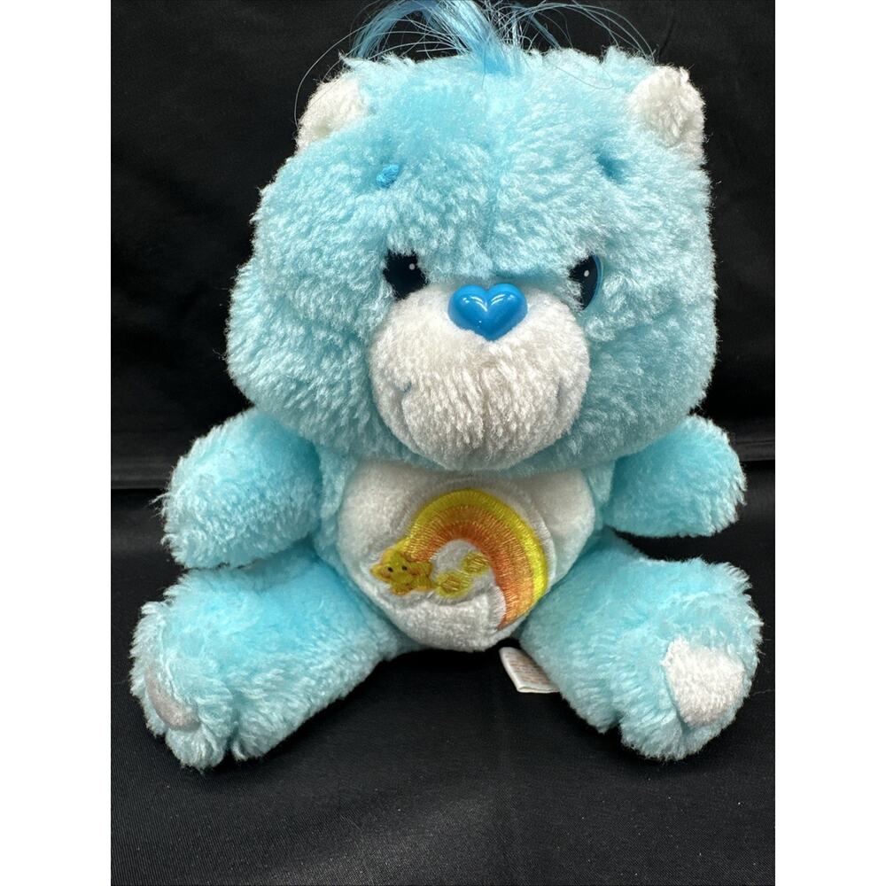 Vintage Kenner Care Bears Wish Bear 6” Blue Teal Stars Plush Stuffed Animal